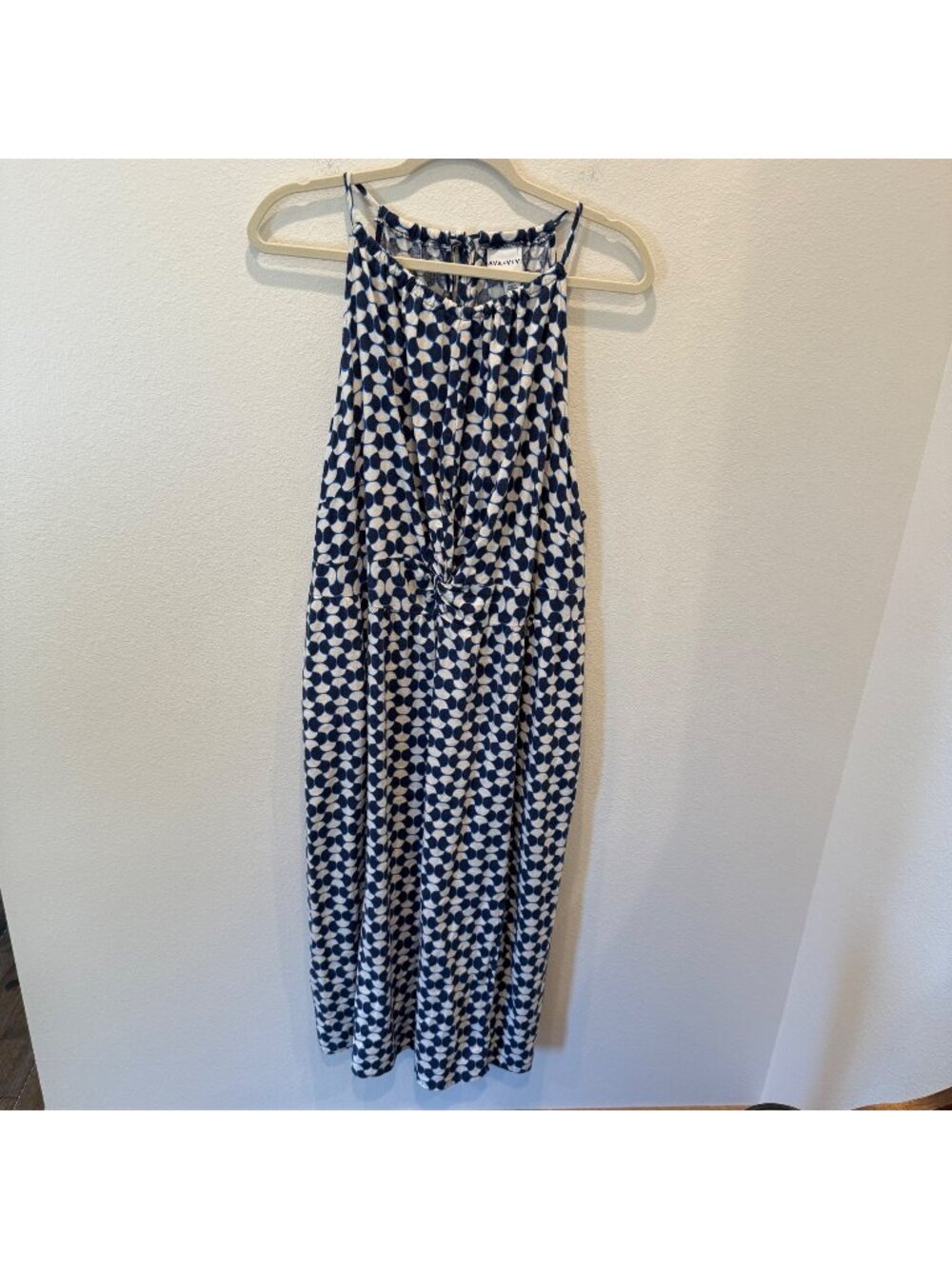 Womens Plus Size XXL Ava & Viv Linen Summer Dress Halter Style Top Twist Waist